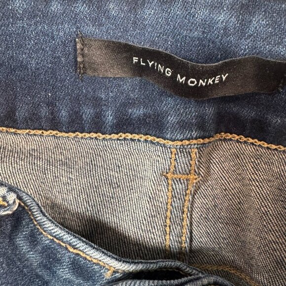 Flying Monkey Jeans Womens 26 Blue Skinny Mid Rise Dark Wash Stretch Distressed - Picture 3 of 11